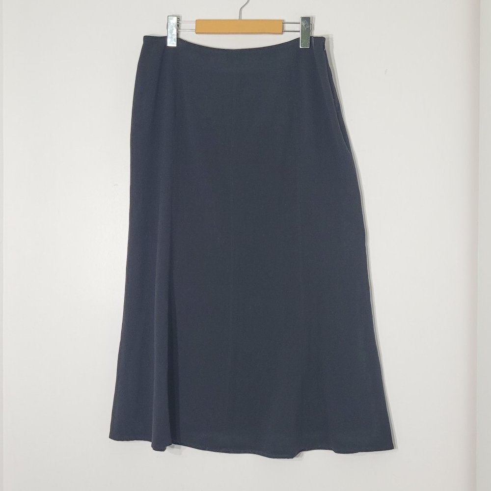 Investments Vintage A-Line Midi Skirt Classic Black Zippered Business Casual 12